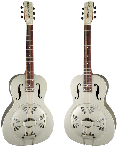 Gretsch G9201 Honey Dipper Round-Neck Brass Body Resonator Guitar - Weathered Pump House Roof w/ Strap