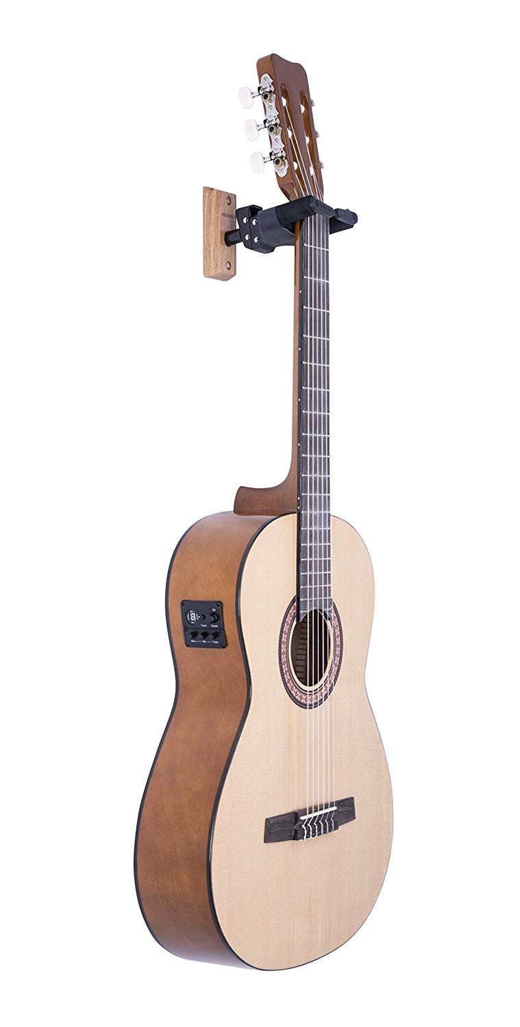 Hercules GSP38WB PLUS Auto Grip Guitar Hanger, Wood Base, Short Arm