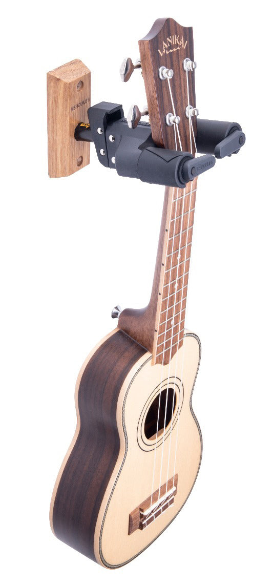 Hercules GSP38WB PLUS Auto Grip Guitar Hanger, Wood Base, Short Arm - 2 Pack w/ Strap