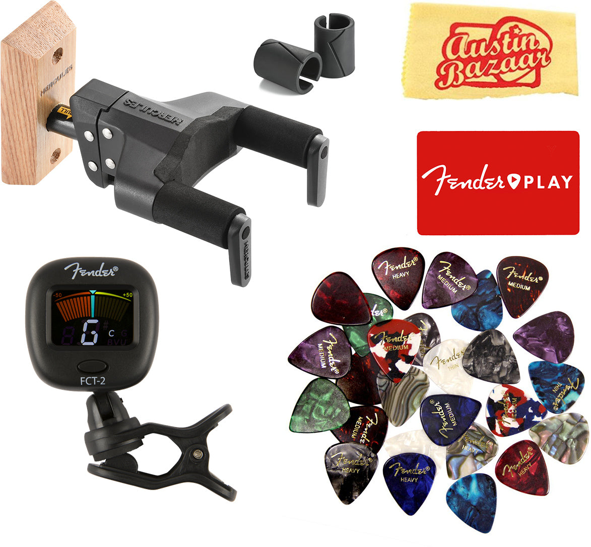 Hercules GSP38WB PLUS Auto Grip Guitar Hanger, Wood Base, Short Arm w/ Tuner