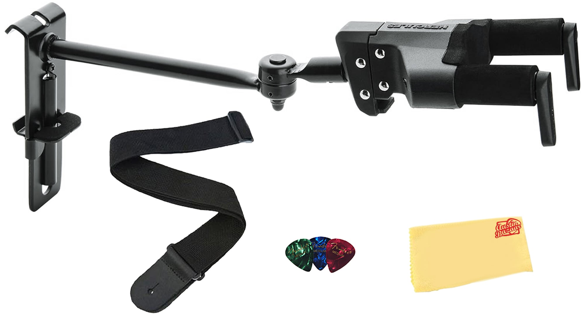 Hercules GSP50HBPLUS Auto-Swivel Adjustable Yoke Guitar Hanger w/ Guitar Strap
