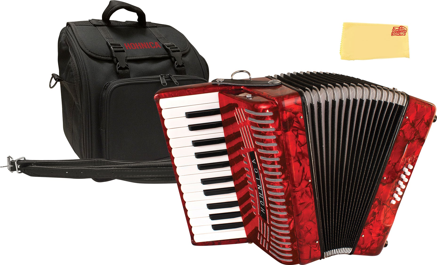 Hohner Hohnica 1303 12 Bass Piano Accordion - Pearl Red w/ Gig Bag