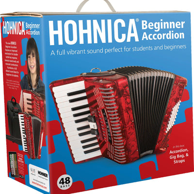 Hohner Hohnica 1304 48 Bass Piano Accordion - Pearl Red w/ Gig Bag