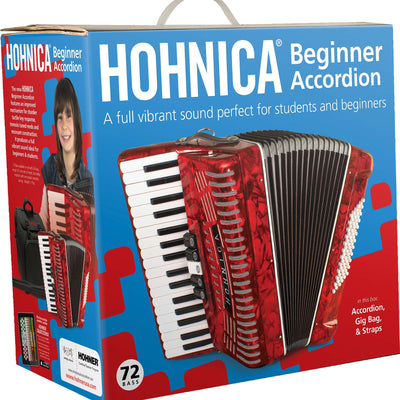 Hohner Hohnica 1305 72 Bass Piano Accordion - Pearl Red