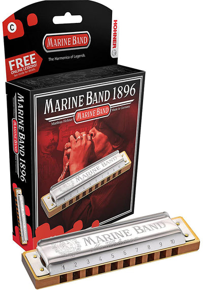 Hohner Marine Band 1896 Harmonica - Key of A w/ Instructional Manual