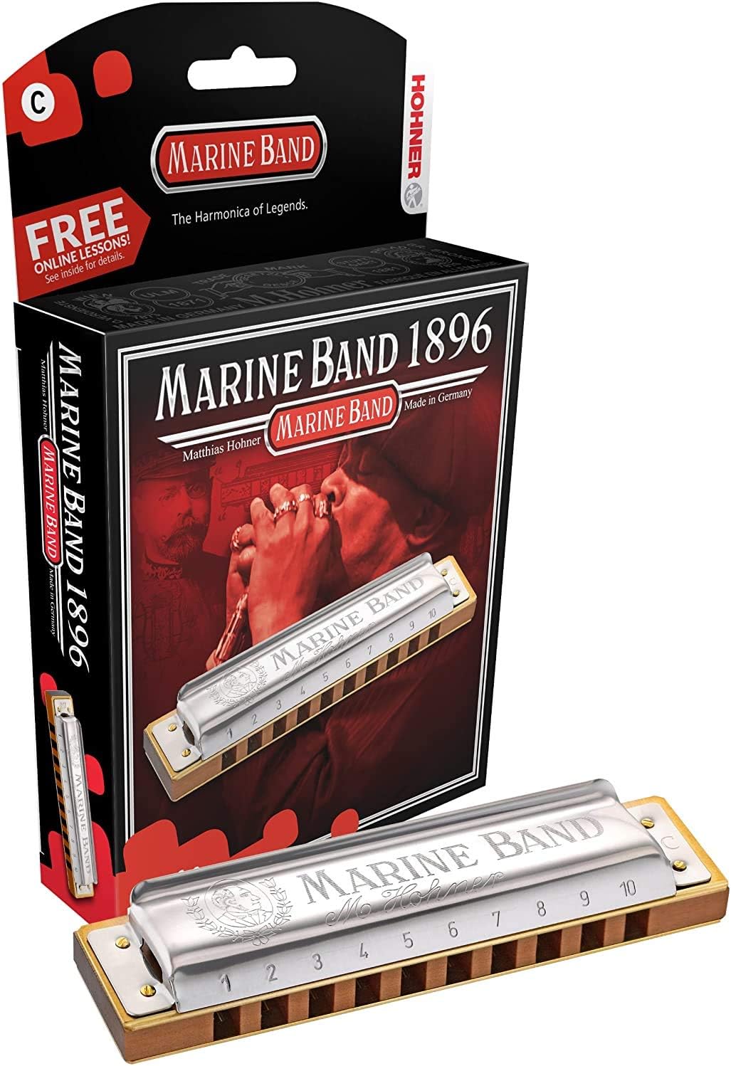 Hohner Marine Band 1896 Harmonica - Key of B Flat