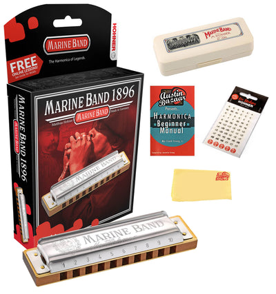 Hohner Marine Band 1896 Harmonica - Key of B Flat w/ Key Stickers
