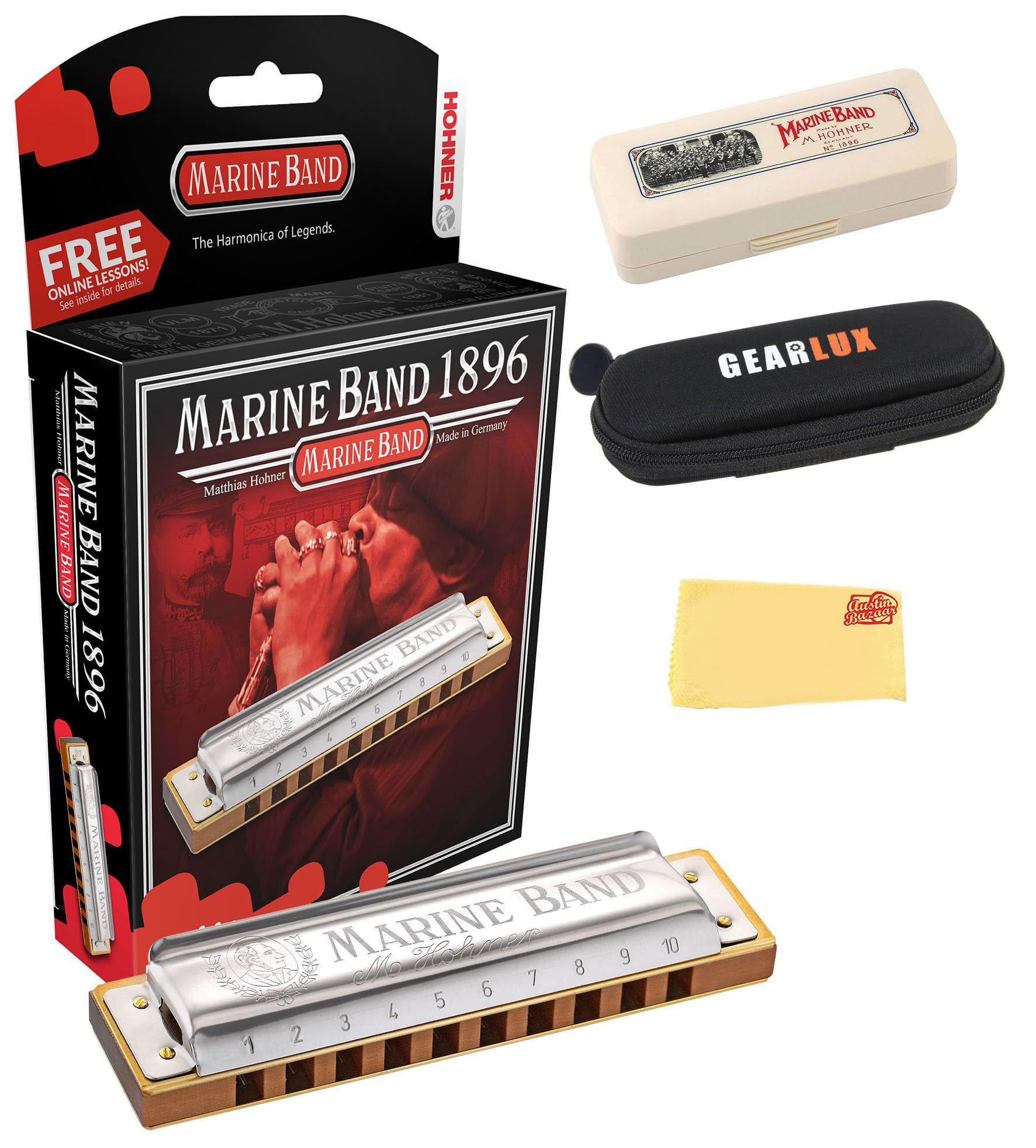 Hohner Marine Band 1896 Harmonica - Key of C w/ Carrying Case