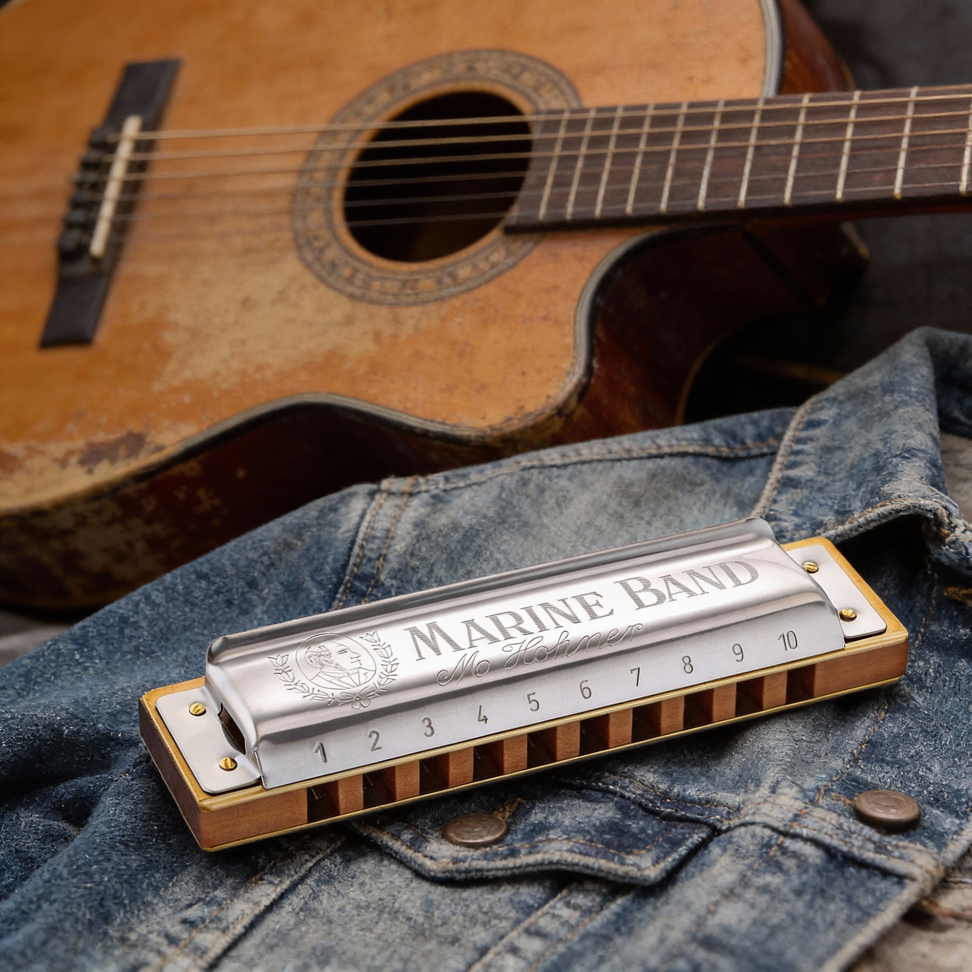 Hohner Marine Band 1896 Harmonica - Key of D w/ Instructional Book