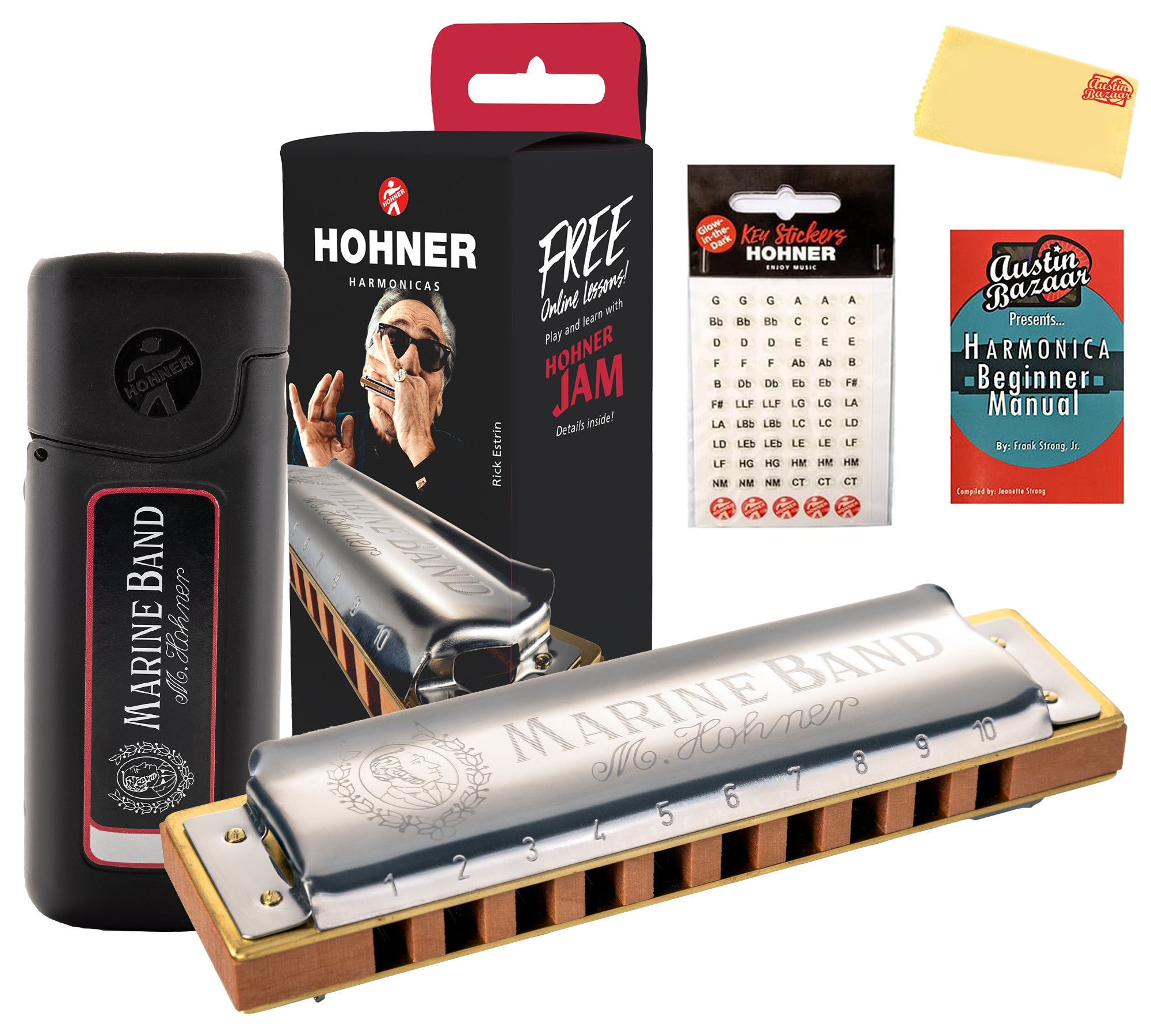 Hohner Marine Band 1896 Harmonica - Key of E Flat w/ Key Stickers