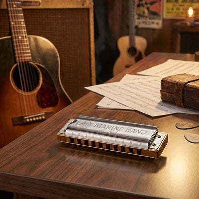 Hohner Marine Band 1896 Harmonica - Key of F Sharp w/ Instructional Manual
