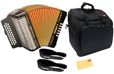 Hohner Corona II F/Bb/Eb Accordion - Black w/ Gig Bag