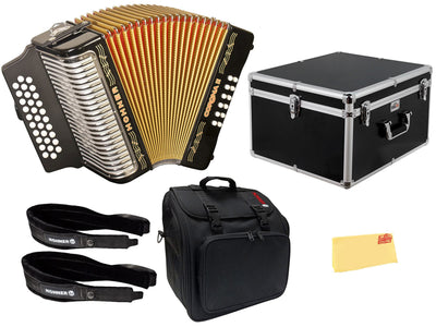 Hohner Corona II F/Bb/Eb Accordion - Black w/ Hard Case