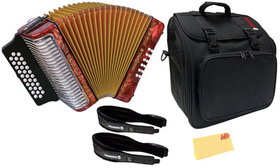 Hohner Corona II F/Bb/Eb Accordion - Pearl Red w/ Gig Bag