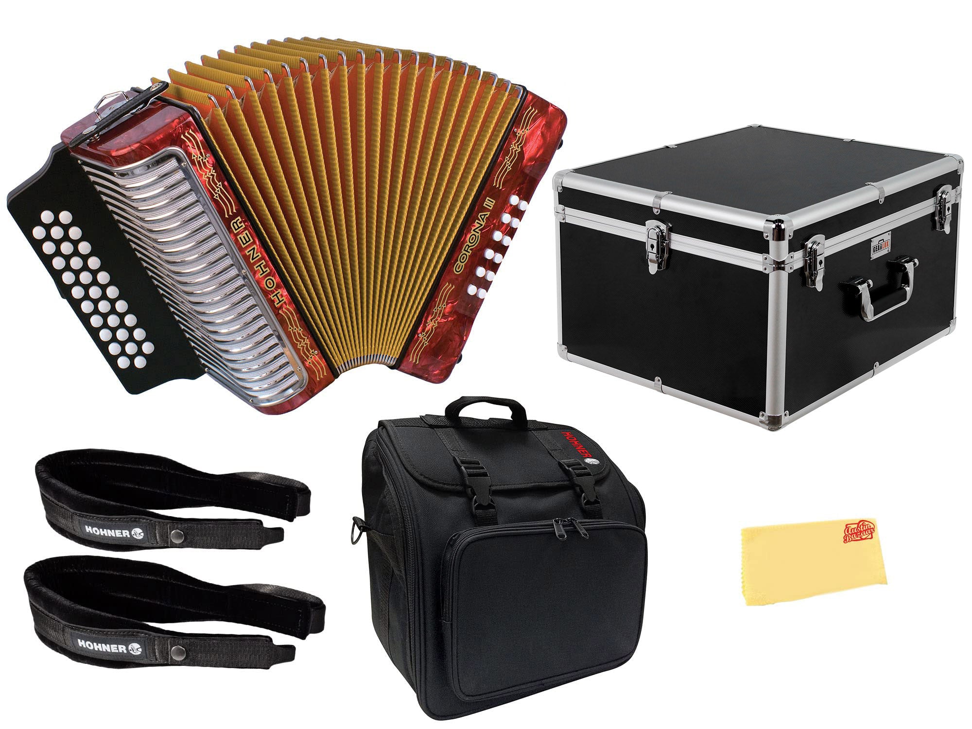 Hohner Corona II F/Bb/Eb Accordion - Pearl Red w/ Hard Case