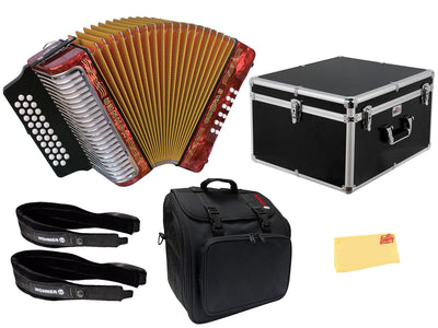 Hohner Corona II F/Bb/Eb Accordion - Pearl Red w/ Hard Case
