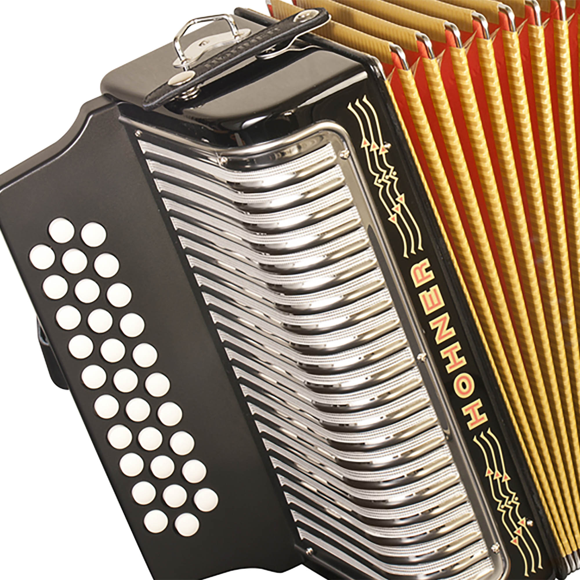 Hohner Corona II G/C/F Accordion - Black w/ Gig Bag