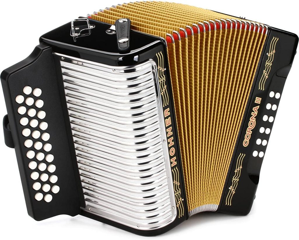 Hohner Corona II G/C/F Accordion - Black w/ Hard Case