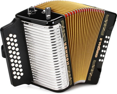 Hohner Corona II G/C/F Accordion - Black w/ Hard Case
