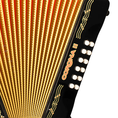 Hohner Corona II G/C/F Accordion - Black w/ Hard Case