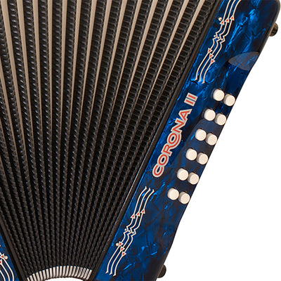 Hohner Corona II G/C/F Accordion - Pearl Dark Blue w/ Gig Bag
