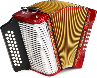 Hohner Corona II G/C/F Accordion - Pearl Red w/ Hard Case