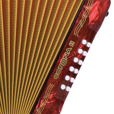 Hohner Corona II G/C/F Accordion - Pearl Red w/ Hard Case