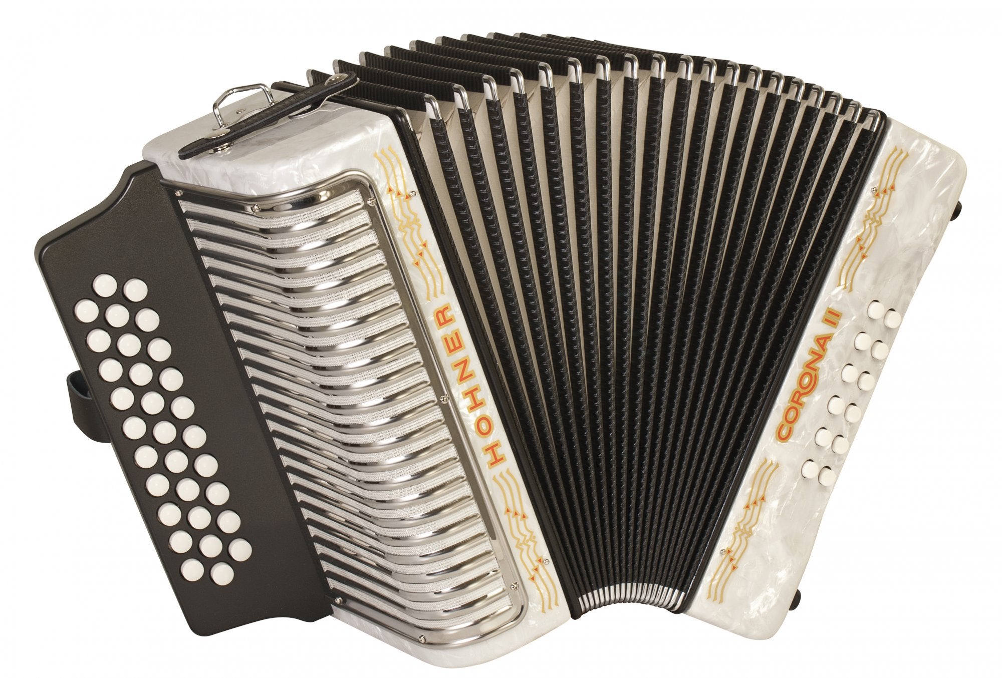 Hohner Corona II Diatonic Accordion, White - Key of G/C/F