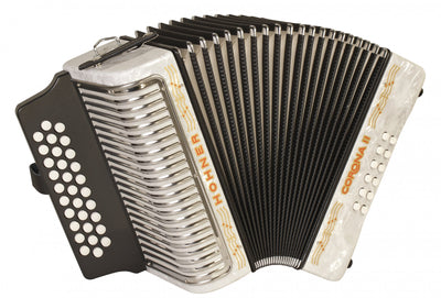 Hohner Corona II G/C/F Accordion - Pearl White w/ Hard Case