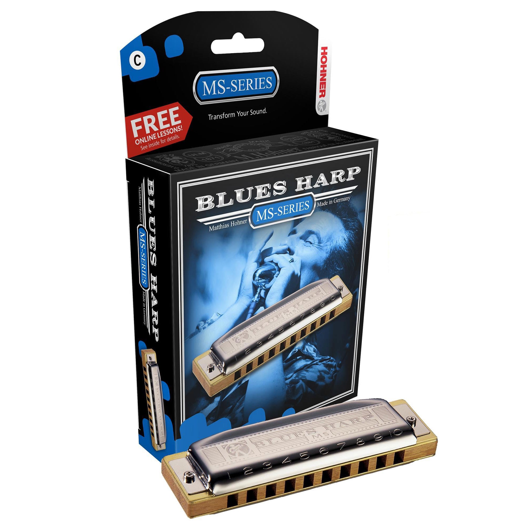 Hohner 532 Blues Harp MS Harmonica - Key of A w/ Key Stickers