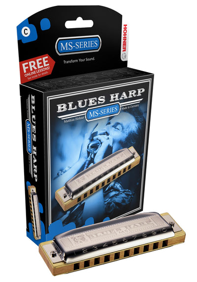 Hohner 532 Blues Harp MS Harmonica - Key of G w/ Beginner Manual
