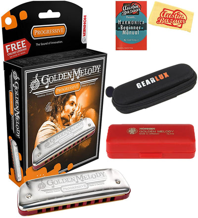 Hohner 544 Golden Melody Harmonica - Key of A w/ Instructional Manual