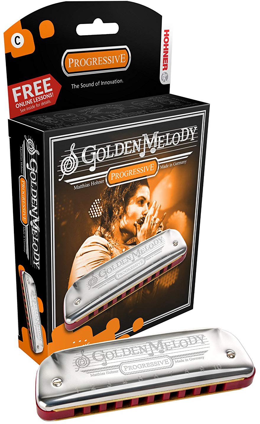 Hohner 544 Golden Melody Harmonica - Key of A w/ Instructional Manual