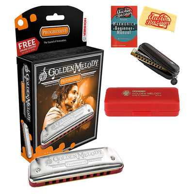 Hohner 544 Golden Melody Harmonica - Key of G w/ Instructional Manual