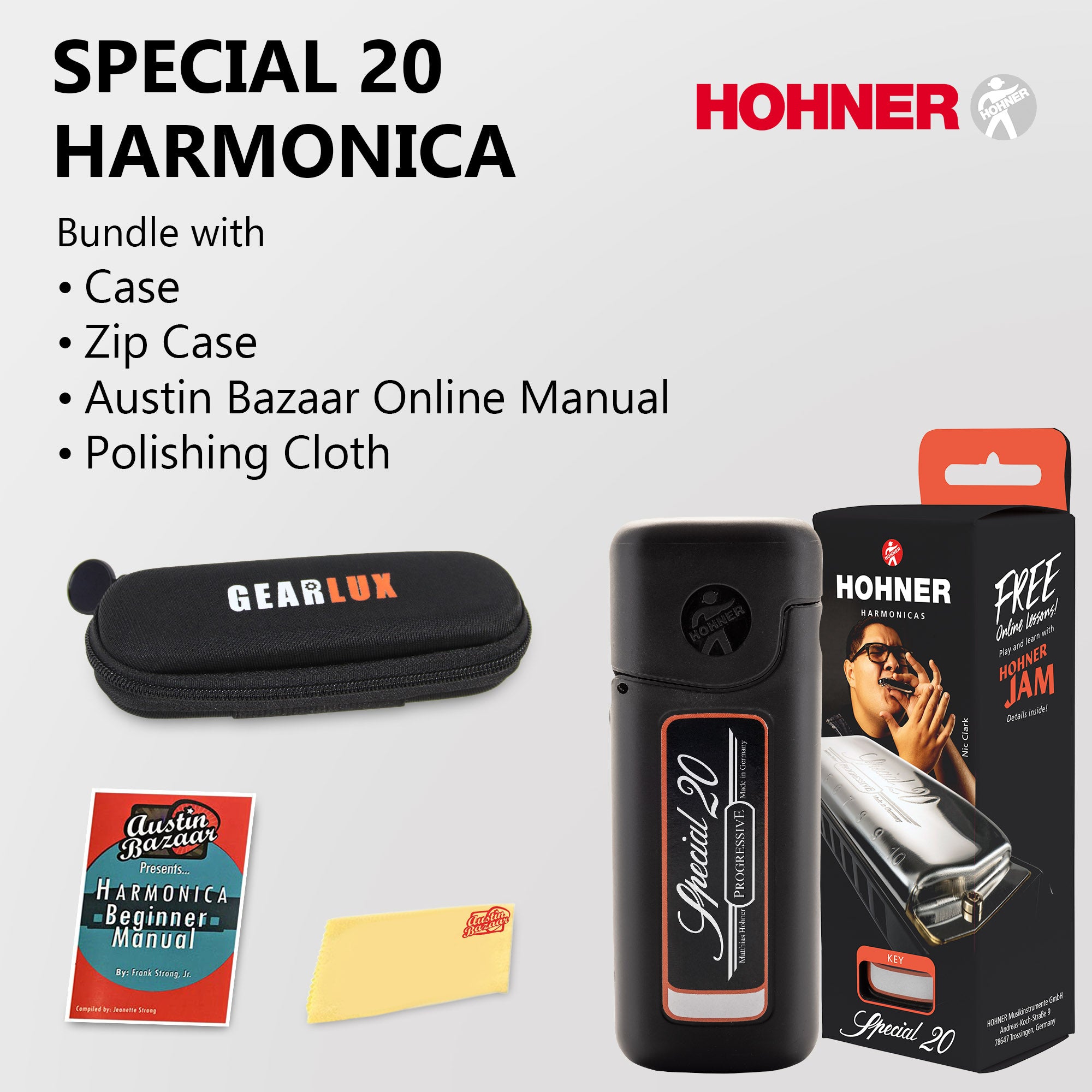 Hohner Special 20 Harmonica - Key of C w/ Zip Pouch