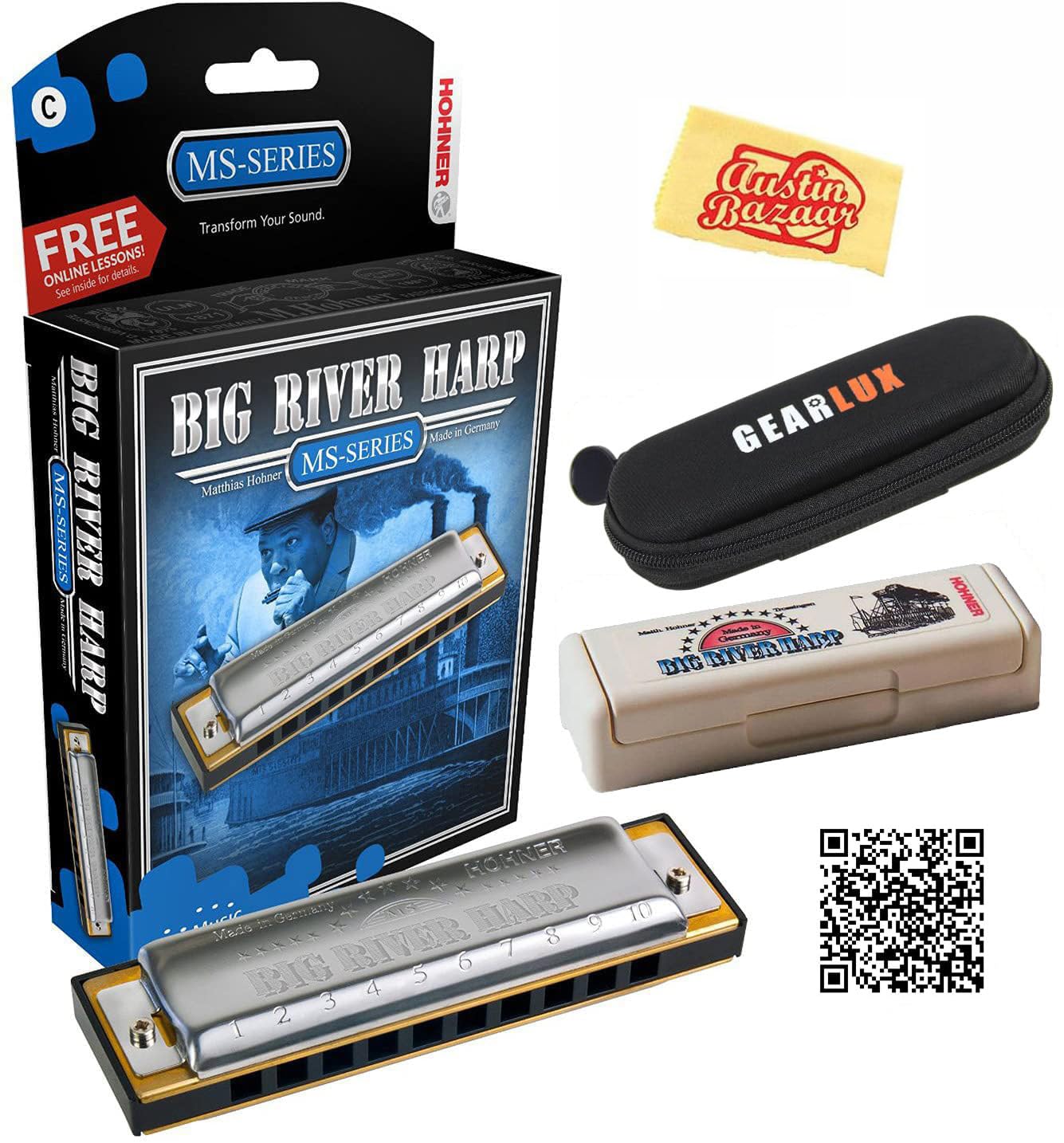 Hohner Big River Harmonica - Key of A w/ Instructional Manual