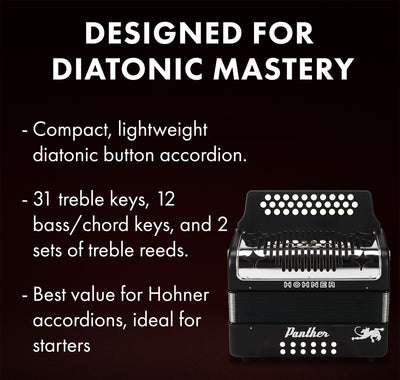 Hohner Panther Diatonic Accordion - Keys G/C/F w/ Hard Case