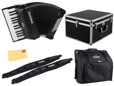 Hohner Bravo II 48 Chromatic Piano Key Accordion - Black w/ Hard Case