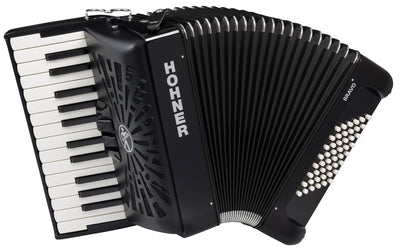Hohner Bravo II 48 Chromatic Piano Key Accordion - Black w/ Hard Case