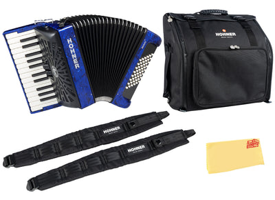 Hohner Bravo II 48 Chromatic Piano Key Accordion - Blue w/ Gig Bag