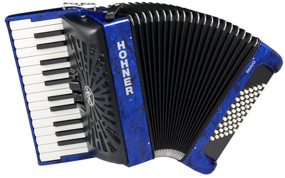 Hohner Bravo II 48 Chromatic Piano Key Accordion - Blue w/ Gig Bag