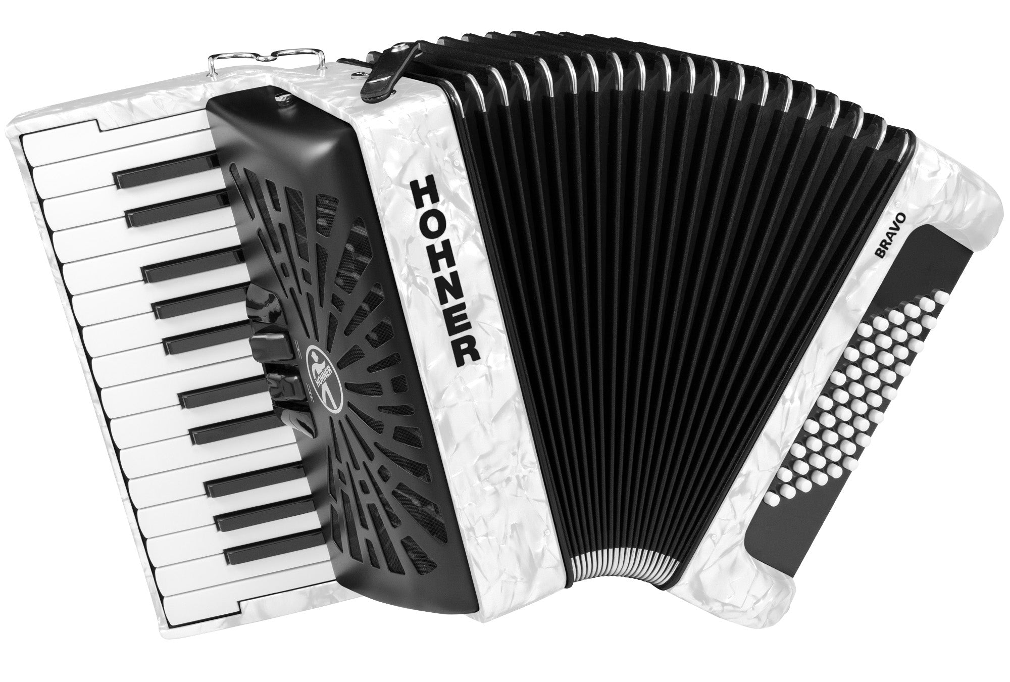 Hohner Bravo II 48 Chromatic Piano Key Accordion - White