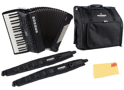 Hohner Bravo III 72 Chromatic Piano Key Accordion - Black w/ Gig Bag