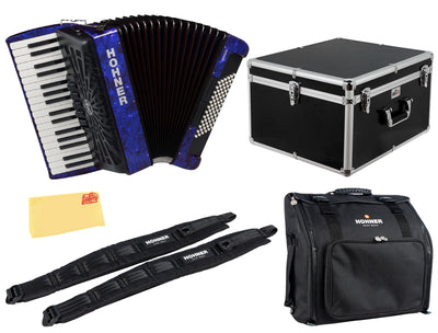 Hohner Bravo III 72 Chromatic Piano Key Accordion - Blue w/ Hard Case
