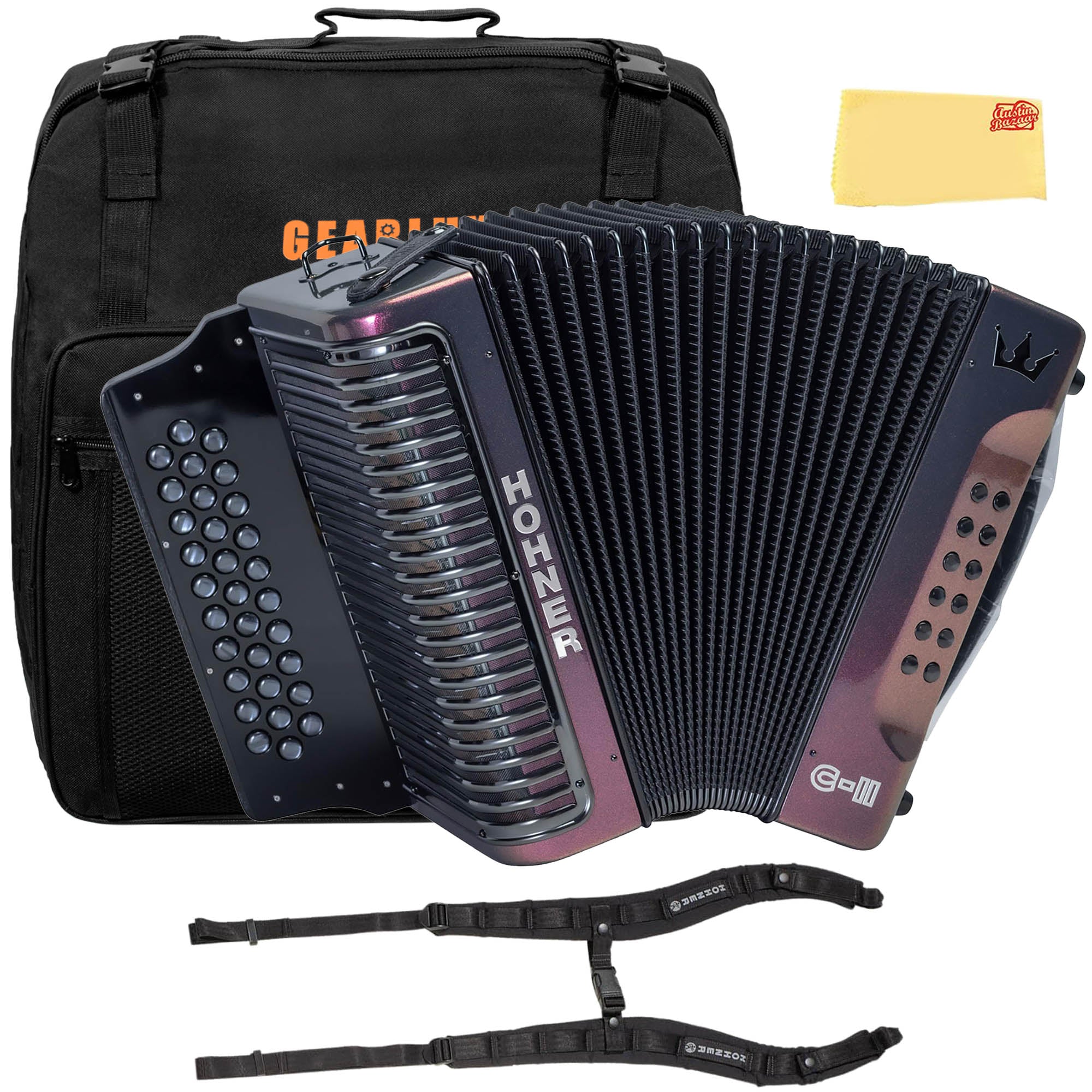 Hohner Corona C-II F/Bb/Eb Accordion - Red to Gold w/ Gig Bag