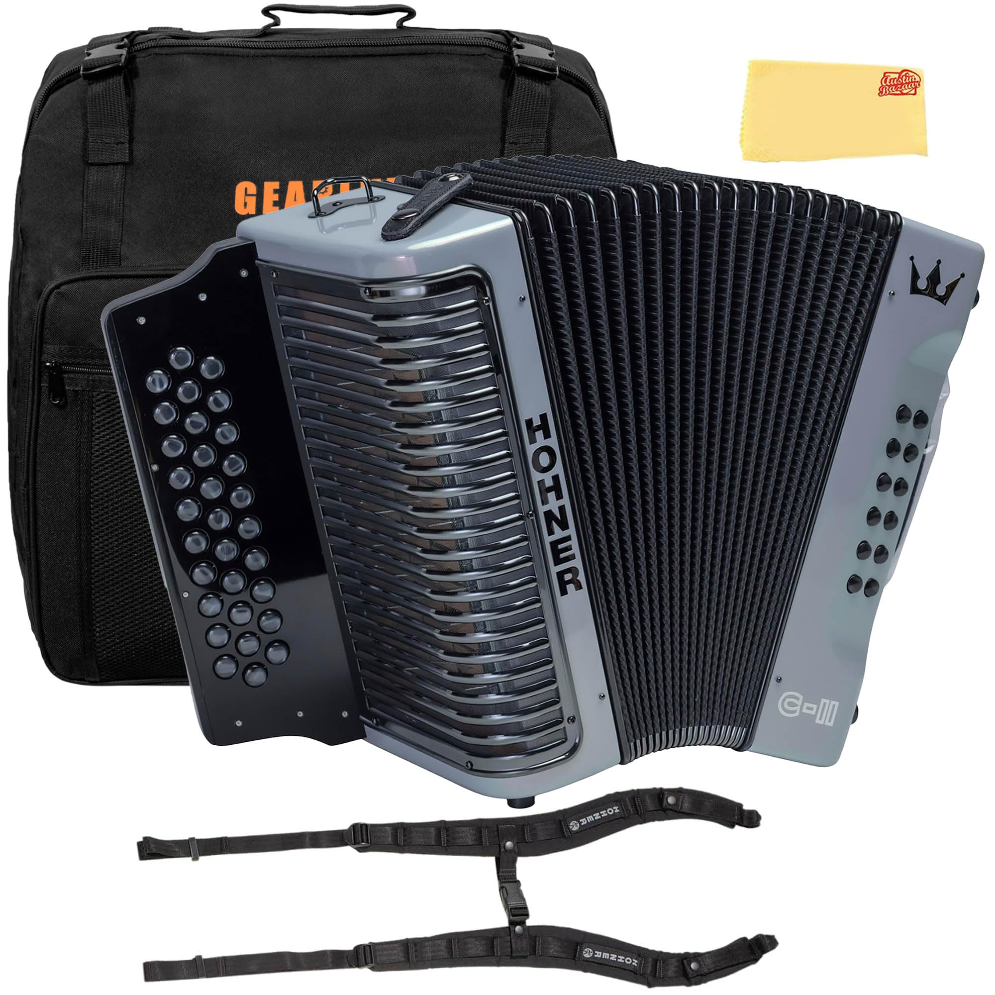Hohner Corona C-II F/Bb/Eb Accordion - Silver Rainbow w/ Gig Bag