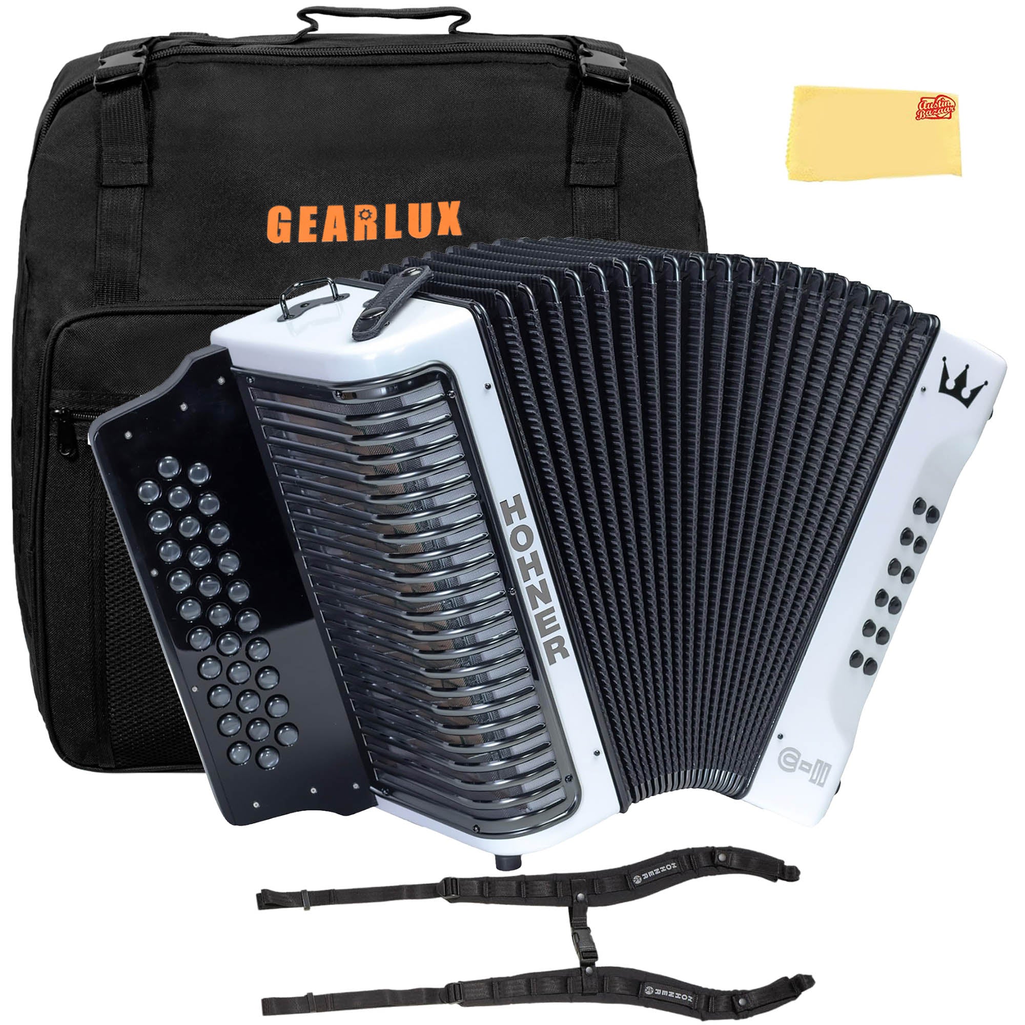 Hohner Corona C-II F/Bb/Eb Accordion - White Rainbow w/ Gig Bag