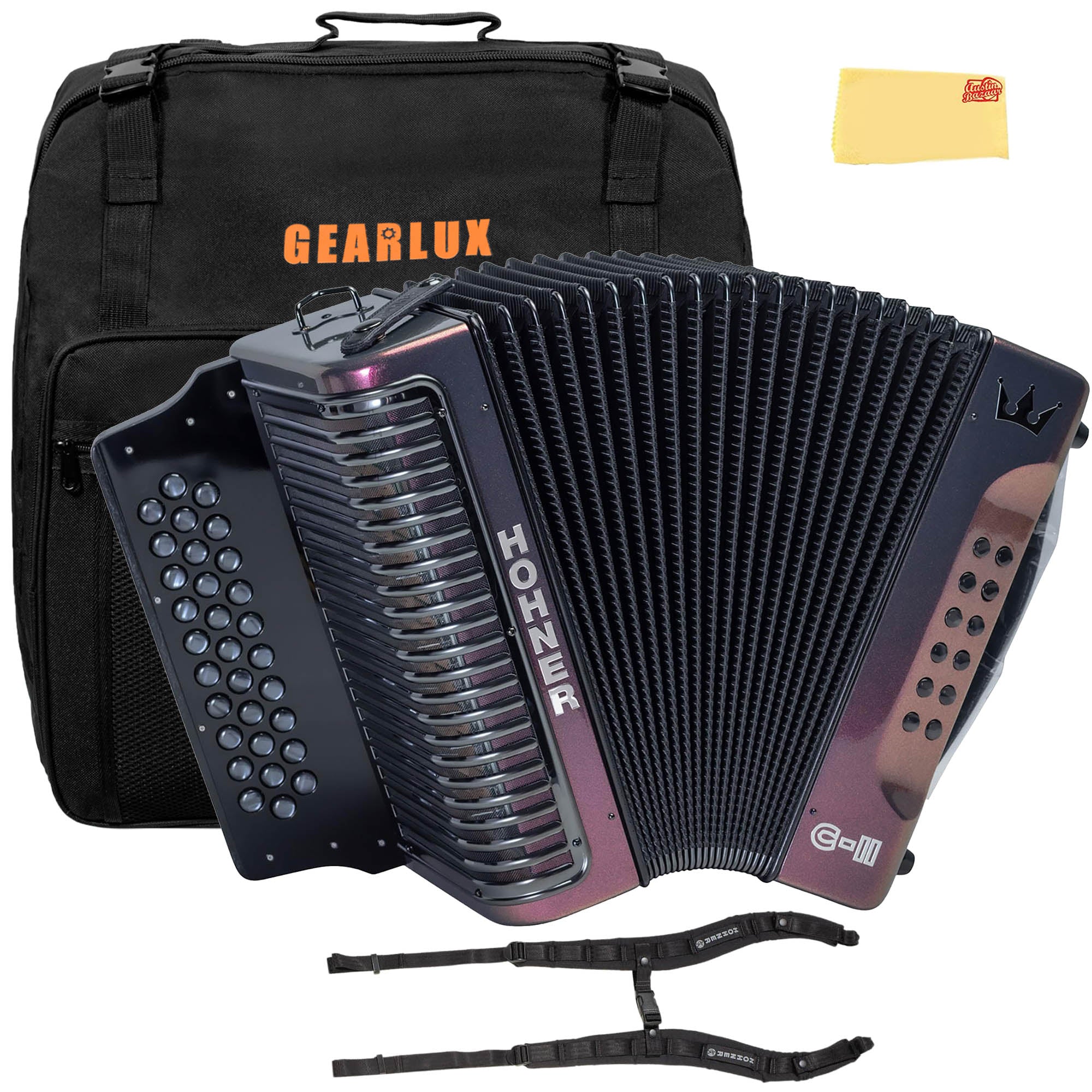 Hohner Corona C-II G/C/F Accordion - Red to Gold w/ Gig Bag