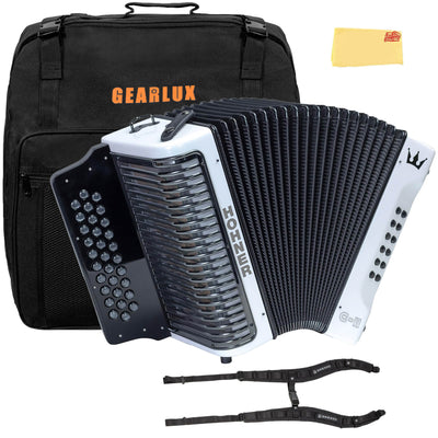 Hohner Corona C-II G/C/F Accordion - White Rainbow w/ Gig Bag