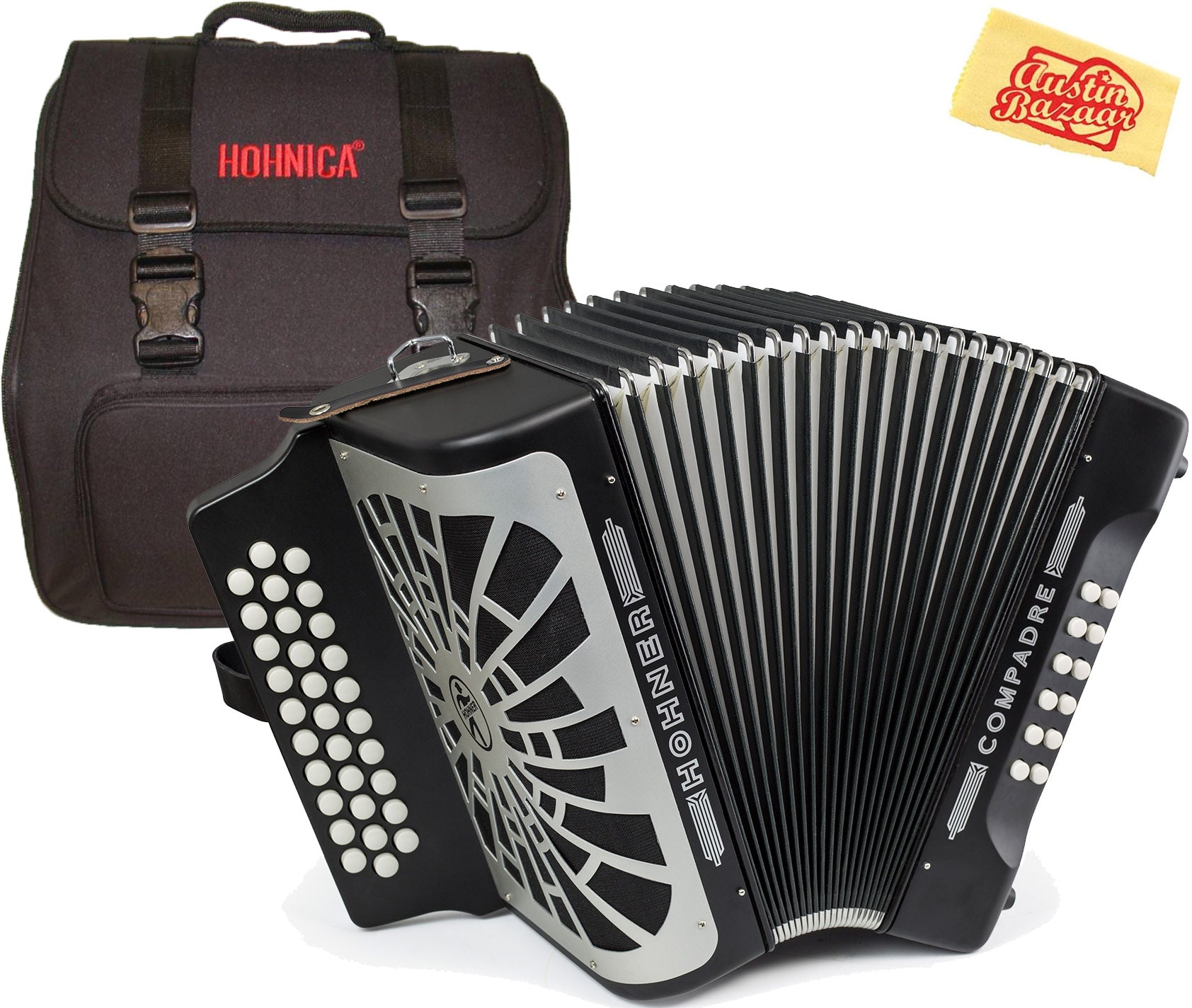 Hohner Compadre EAD 3-Row Diatonic Accordion - Black w/ Gig Bag